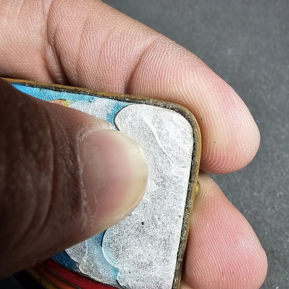 Vintage Brass Squared Hand Painted Rainbow With Clouds Enameled Belt Buckle - Picture 8 of 11